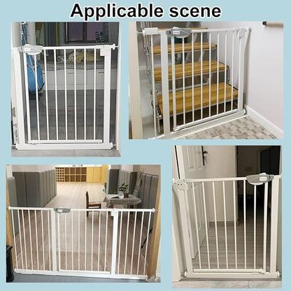 WAOWAO Triple Lock 68.11-75.98" Baby Gate Extra Wide Pressure Mounted Walk Through Swing Auto Close Safety Black Metal Dog Pet Puppy for Stairs,Doorways,Kitchen