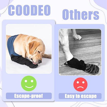 COODEO Dog Socks to Prevent Licking Paws, Healing Boots & Paw Protectors with Non-Slip Bottoms for Wound Protection, Waterproof Sleeve Shoes for Licking（Blue，3XL_Left