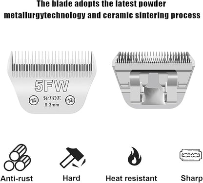 2PCS 5FW Wide Blades for Dog Grooming Blades Compatible with Andis,Oster A5,Wahl km10 Dog Clippers,Size-#5FW, 1/4-Inch Cut Length (6.3mm)(2pcs #5FW)