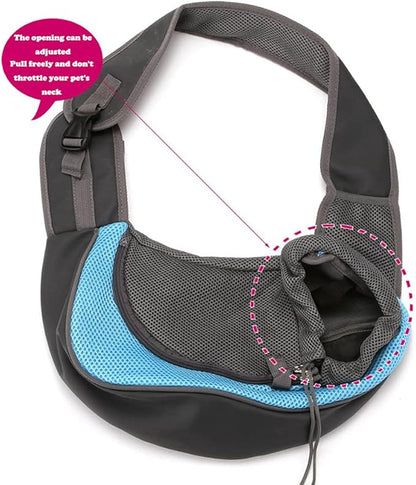 Pet Dog Sling Carrier, Breathable Mesh Portable Travel Safe Pet Sling Shoulder Bag Carrier with Adjustable Non-Slip Shoulder Strap for Small Dogs Cats Puppy