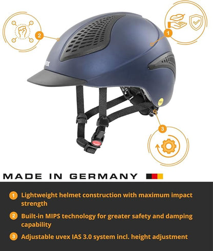uvex exxential II MIPS Horse Riding Helmet for Women & Men - Adjustable Helmet with Integrated MIPS System