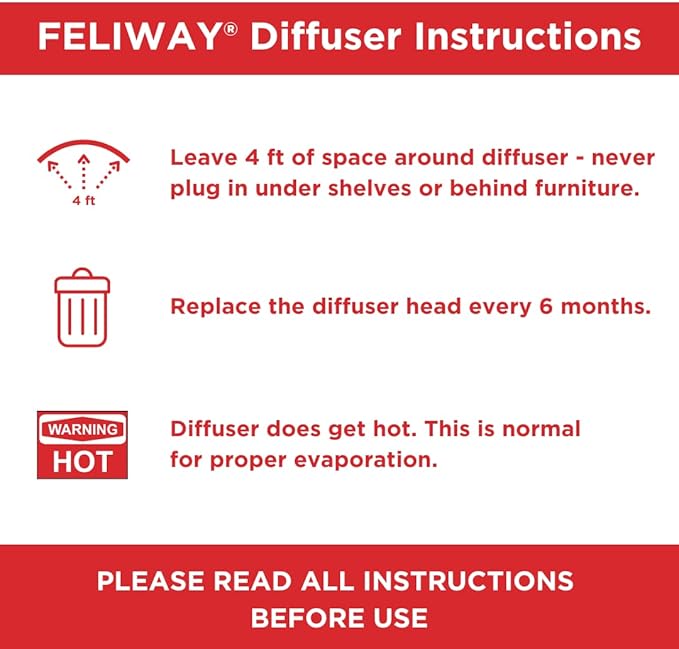 FELIWAY® MultiCat 6 x 30 Day Cat Calming Refills for Pheromone Diffuser, 6 x 48ml Value Pack- Helps Reduce Conflicts and Signs of Tension in Multi-Cat Households