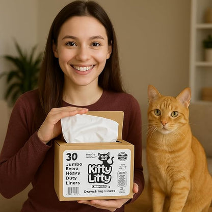 Cat Litter Box Liners 30 Count Drawstring Kitten Waste Bag