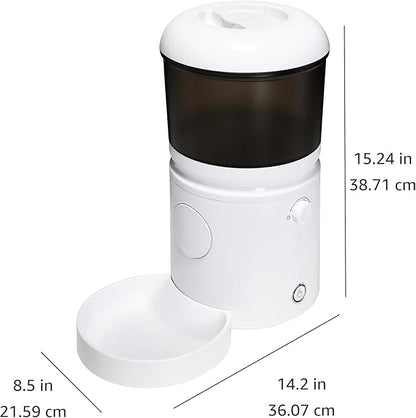 Amazon Basics Automatic Feeder for Cats and Dogs with Speed & Portion Control, 4L Capacity, White
