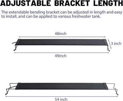 LED Aquarium Light, Full Spectrum Fish Tank Led Light with Aluminum Alloy Shell Extendable Brackets (48-54 in)