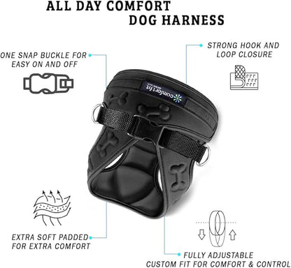Comfort Fit No Pull Dog Harness for Medium Small Large Dogs Step-in Dog Vest Harness with Adjustable Buckle All Weather Comfortable Soft Padded Easy Control Handle Ideal for Walking Running Training