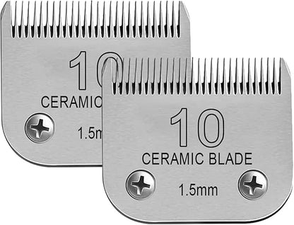 Detachable Pet Dog Clipper Blades, Compatible with Size-10 (1.5mm), Most Oster A5, KM Series Clippers,Made of Stainless Steel Blade 2Pack