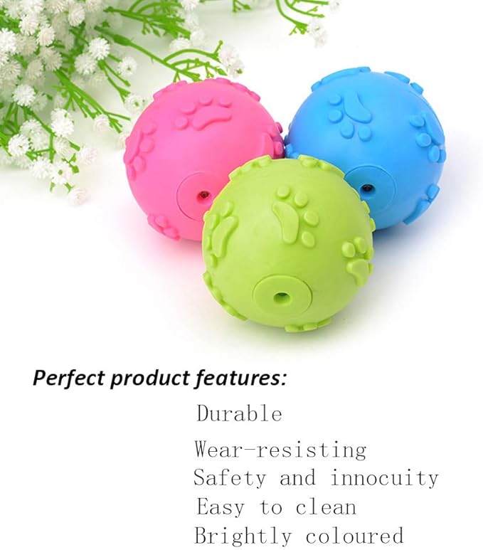 Squeaky Dog Toy Balls 3-Pack – Interactive Fetch Balls for Small, Medium & Large Dogs