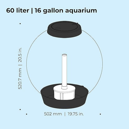 biOrb Classic 60 Acrylic 16-Gallon Aquarium with White LED Lights Modern Tank for Tabletop Display, Black