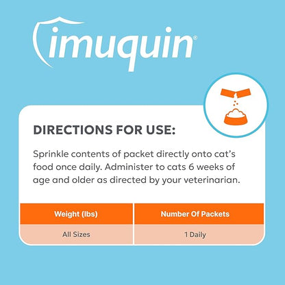 Nutramax Imuquin Immune Health Supplement Powder for Cats, with Beta Glucans, Marine Lipids, Vitamins and Minerals, 30 Packets, Updated Version