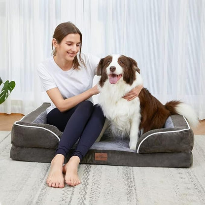 Comfort Expression Jumbo Breed Dog Bed, Large Dog Bed for Extra Large Dogs, Waterproof Orthopedic Dogs Beds, PV Washable Sofa Beds with Removable Cover & Non-Slip Bottom(Jumbo,Dark Green)