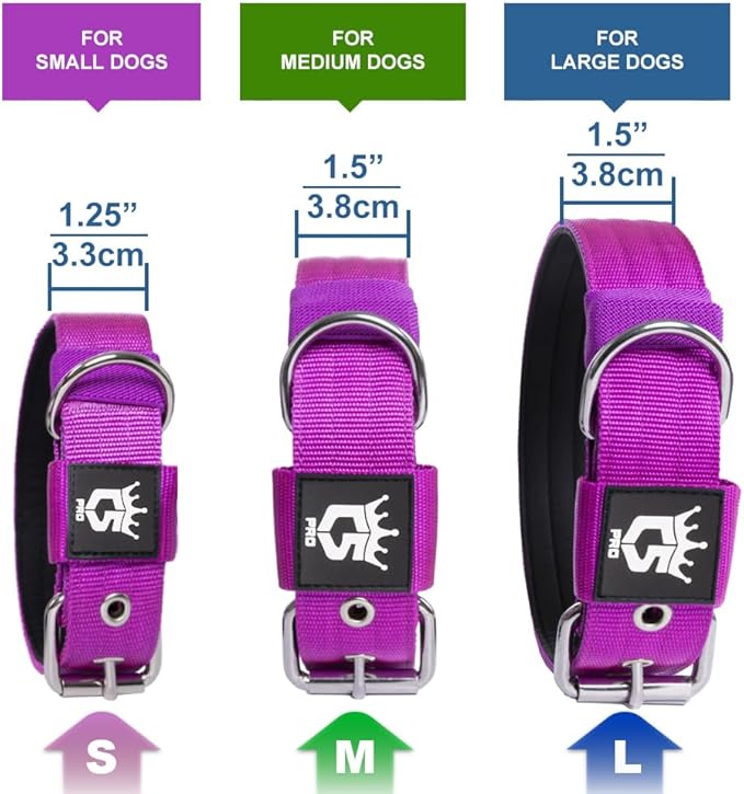 TSPRO Tactical Dog Collar 1.5 Inch Wide Thick Dog Collars with Heavy Duty Metal Buckle, Durable, Strong, Adjustable for Medium to Large Dogs (Yellow L)