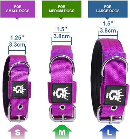 TSPRO Tactical Dog Collar 1.5 Inch Wide Thick Dog Collars with Heavy Duty Metal Buckle, Durable, Strong, Adjustable for Medium to Large Dogs (Silver M)