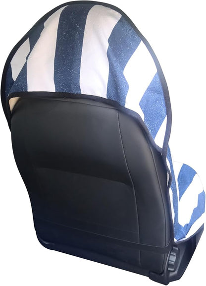 Car Seat Cover Protector Front Seats,for Gym Workout,Running,Swimming,Beach and Hiking,Waterproof Sweat Towel Bucket Seat Covers for Cars SUV Trucks (Blue Stripe, 2Pcs)