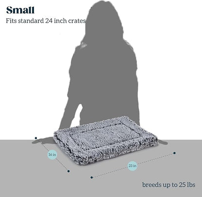 Stoutwool Indestructible Dog Bed - Fluffy Chew Proof Dog Crate Pad - Tough Kennel Pad for Aggressive Chewers - Washable, Ideal for Small Breeds & Fits 24-Inch Crate - 23"x16", Charcoal