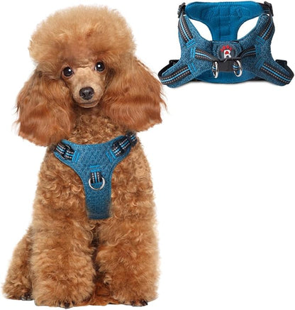 BARKBAY Dog Harness, Reflective Adjustable Puppy No Pull Harness, Breathable Soft, X-Small, Blue/Black