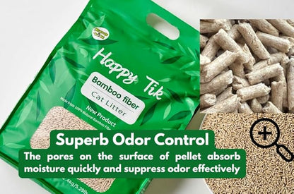 Plant-Based Bamboo Fiber Cat Litter, Green & Eco Friendly, Flushable & Resealable, Instant Clumping, Dust Free, Odor Control, 5.3Pounds, Unscented