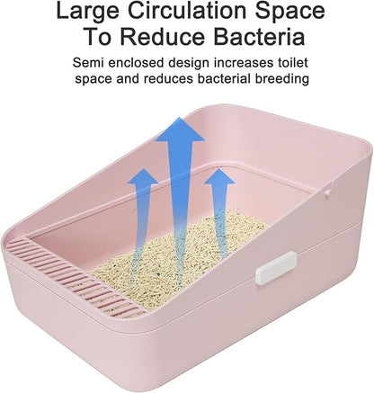 Sfozstra Cats Litter Box Low: Pink Small for Kittens up to 8 lbs, Anti Tracking Design Space Saving for Apartments