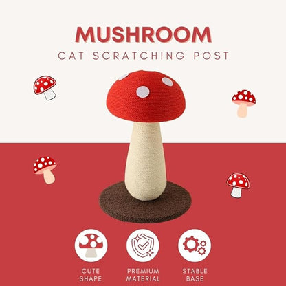 Mushroom Cat Scratching Post - Unique Design, Sisal-Wrapped, Ideal for Medium and Small Cat, Cat Scratcher Cute with 100% Sisal Covered Scratching Post, Mushroom Cat Post for Indoor Cats