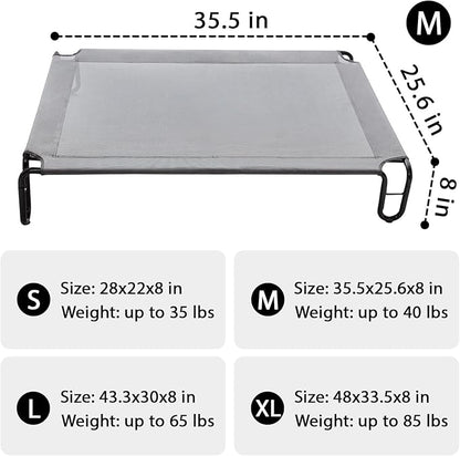 Pettycare Elevated Outdoor Dog Bed - Medium Dog Cot, Waterproof, Cooling, Non Slip, Up to 40 lbs, Grey