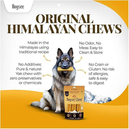 Dogsee Original Yak Cheese Himalayan Dog Chews 3lb (Large - 12 Bars) | 100% All Natural | Dog Treats Large Breed | Dog Chews Long Lasting for Aggressive Chewers | High Protein Dental Sticks
