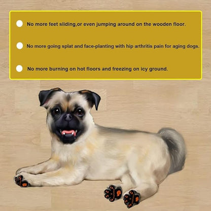 Dog Paw Pads Anti-Slip Grips,Dog Paw Protectors for Senior Dogs on Hot Pavement,Provides Traction to Keep Them from Slipping on Smooth Floors 12 sets-48 Pads Black XXXL