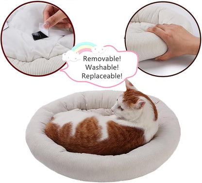 SHENGOCASE Modern Natural Wood Cute Multifunctional Cat Tree Tower Small, Large Sisal Scratching Post, Tilted Angled Ramp Scratcher, Climbing Rope Toy and Cuddle Bed