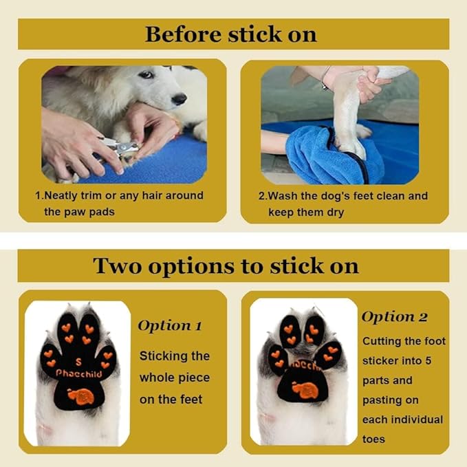 Dog Paw Pads Anti-Slip Grips,Dog Paw Protectors for Senior Dogs on Hot Pavement,Provides Traction to Keep Them from Slipping on Smooth Floors 12 sets-48 Pads Black XXL