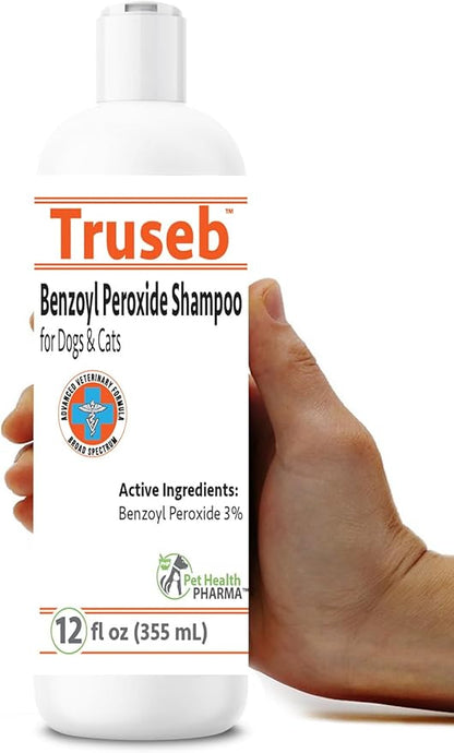 Truseb | Benzoyl Peroxide 3% Shampoo for Dogs,Cats and Horses (3% Benzoyl Peroxide Shampoo, 12 oz)