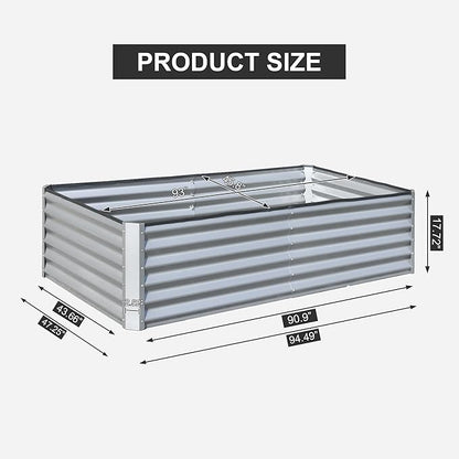 Domi Raised Garden Beds Outdoor, 6x3x1.5Ft Thickening Tall Metal Rectangular Deep Root Box Planter for Vegetables, Flowers, Herbs, and Succulents 1.5" Deep w/ 192 Gallon Capacity - Silvery
