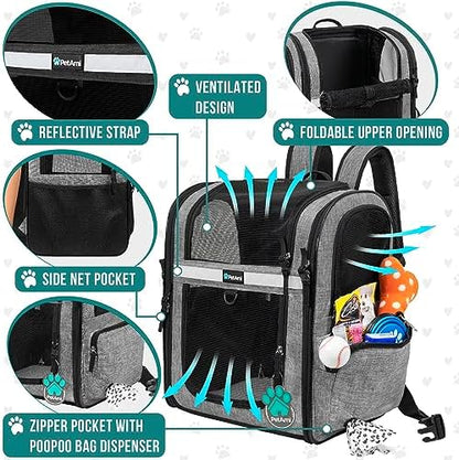 PetAmi Dog Backpack Carrier for Cats, 4-Way Entry Ventilated, 18 lbs
