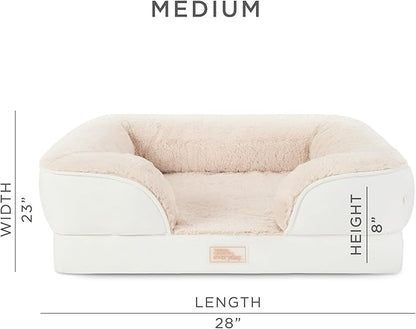 TOWN & COUNTRY EVERYDAY CuddleTown Comfy Solid Bolster Sofa Pet Bed, Supportive & Calming Egg Crate Foam, Non-Slip Bottom, Machine Washable Cover, Cream, Medium 28"x23"x8"