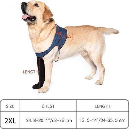 COODEO Dog Socks to Prevent Licking Paws, Healing Boots & Paw Protectors with Non-Slip Bottoms for Wound Protection, Waterproof Sleeve Shoes for Licking（Blue，2XL_Right