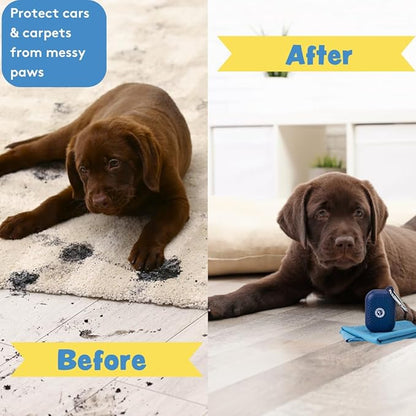 Sweet Paws Portable Dog Paw Towel, Lightweight & Super Absorbent Microfiber, Clips onto Leash, Quick Drying Towel for Dogs Paws with Silicone Case, Dry Dog’s Paws on The Go - Small - 3 Pieces Set