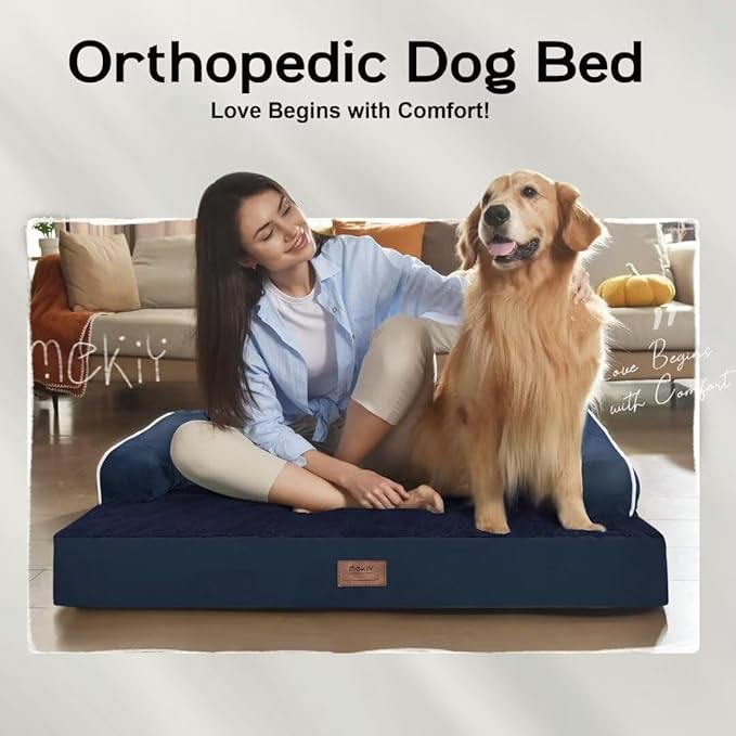 Small Dog Bed Waterproof Orthopedic Dog Beds for Medium Sized Dogs Comfy Pet Cat Bed with Sides, Washable Removable Cover