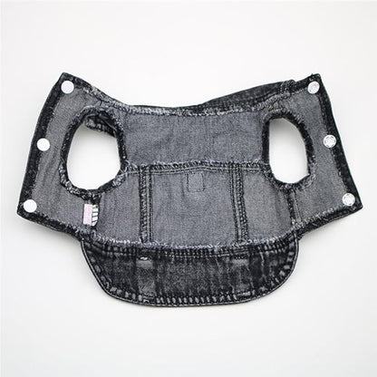Puppy Clothes for Small Dogs Boy,Classic Western Denim Dog Coat,Dog Jeans Jacket with Leash D-Ring,Pet Cat Costumes,Cooling Harness Vest for Walking (Black, X-Large)