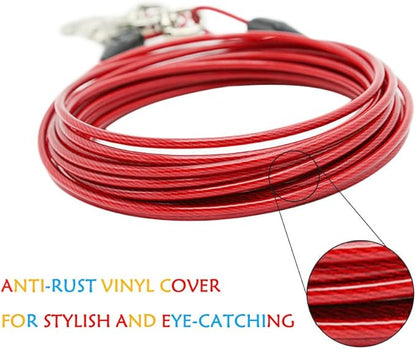 Petest 30ft Tie-Out Cable with Crimp Cover for Heavy Dogs Up to 125 Pounds Black & Red