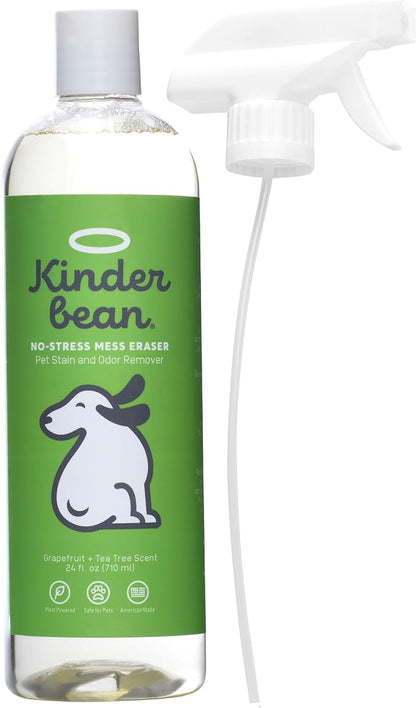 Dog & Cat Urine Stain and Odor Eliminator for Carpet, Upholstery, Hard Floors - Single 24 oz., Grapefruit Tea Tree Scent, Enzyme Bio-Active Formula with Squeeze and Spray Top