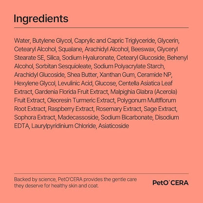 PetO'CERA Cat Cream - Hair Loss & Itch Relief for Hot Spots, Rashes, Allergies & Dry Skin - Soothing Moisturizer for Paws, Face & Body - pH Balanced & Lick-Safe Formula for Cats, 1.35 oz/40ml