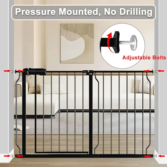 Fairy Baby Extra Wide Baby Gate 76.3-81.1 Inch Wide, Walk Through Pressure Mounted No Drill, Long and Large Tension Gate for Pet and Kids