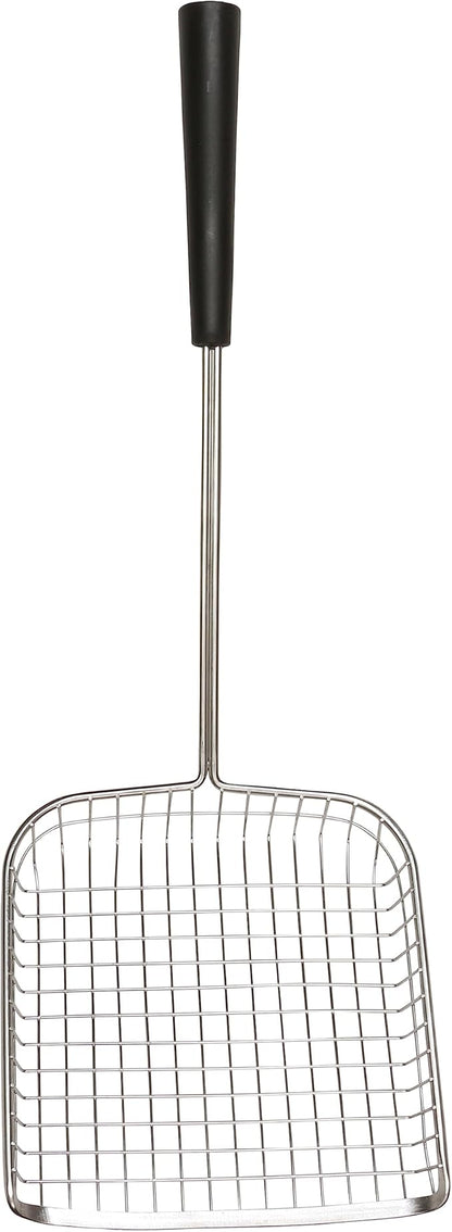 Sand Dipper Cat Poop Scooper & Chicken Poop Scooper - Rugged Big 6" Square Stainless Steel Long Handle for Home Kitty Litter Scoop & Farm Chicken Compatible Coop Scooper (Scoop)