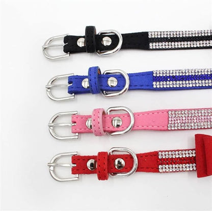 Small Dog Collar, Bling Rhinestone Diamond Fancy Crystal Glitter Pretty Jewel Pet Puppy Collars for XXS XS Small Medium Large Breed Girl Female Dogs Cats, Pink S