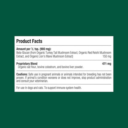 Standard Process Mushroom Complex for Dogs & Cats - Immune Support Supplement with Bovine Colostrum - Lion's Mane Extract Powder for Dog & Cat Immune Support - Essential Aid for Pet Health - 2.92 oz