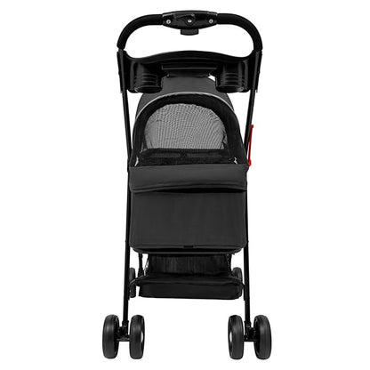 Pet Stroller, 4 Wheels Dog Cat Carrying Cart, Foldable Puppy Carrier with Storage Bag and Detachable Grid Structure for Small/Medium Dogs Cats Up to 44Lbs (Black)