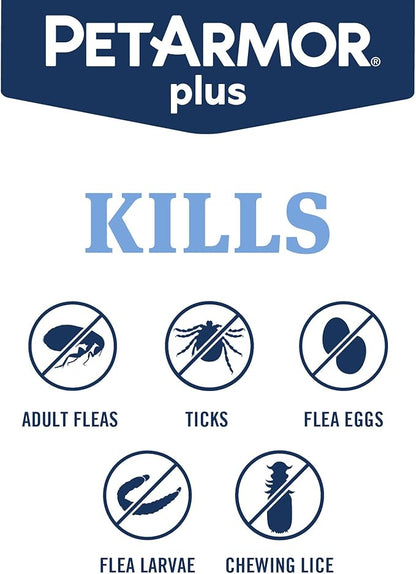 PetArmor Plus Flea and Tick Prevention for Dogs, Dog Flea and Tick Treatment, 3 Doses, Waterproof Topical, Fast Acting, X-Large Dogs (89-132 lbs)