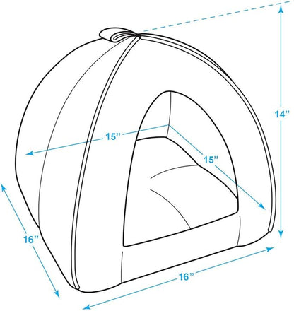 Best Pet Supplies Pet Tent-Soft Bed for Dog and Cat Beige Corduroy, 16" x 16" x H:14"