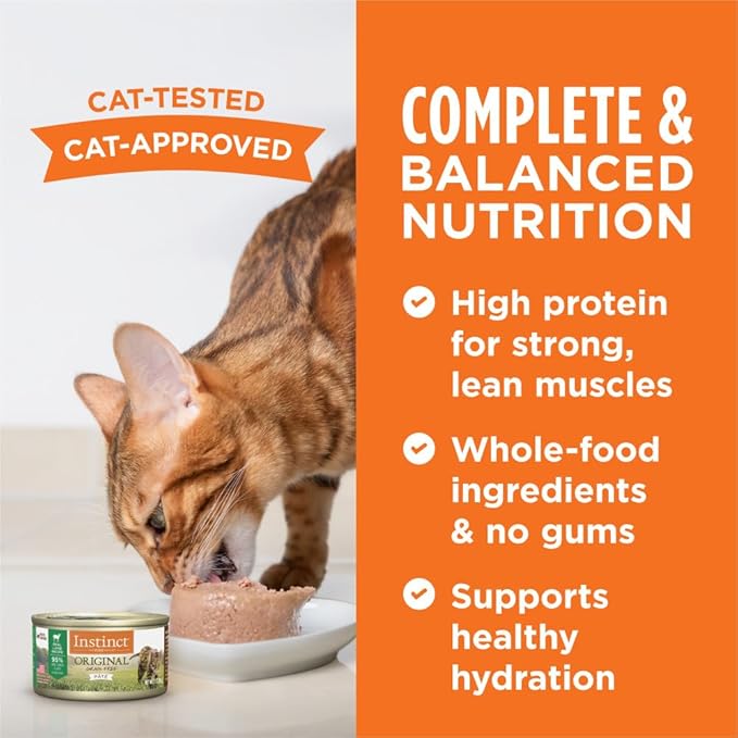 Instinct Original Pate Wet Cat Food, Grain Free Recipe - Real Lamb, 3 oz. Cans (Pack of 24)
