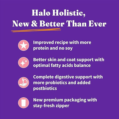Halo Holistic Cat Food Wild Caught Salmon & Whitefish Formula, Healthy Grains Dry Cat Food, Complete Digestive Health, Kibble for Adult Cats, 6 lb Bag