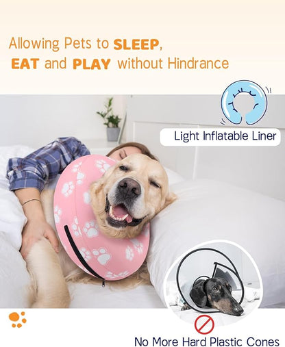 Supet Inflatable Dog Cone Collar Alternative After Surgery, Dog Neck Donut Collar Recovery E Collar, Soft Pet Cone for Small Medium Large Dogs