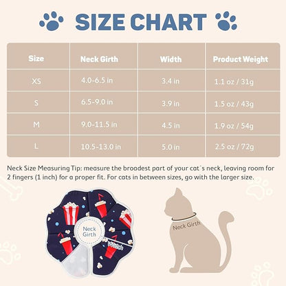 Avont Soft Cat Recovery Cone Collar, Adjustable Lightweight Kitten E-Collar for Small Dogs, Comfortable Neck Donut Stop Licking Scratching After Surgery -Popcorn(L)